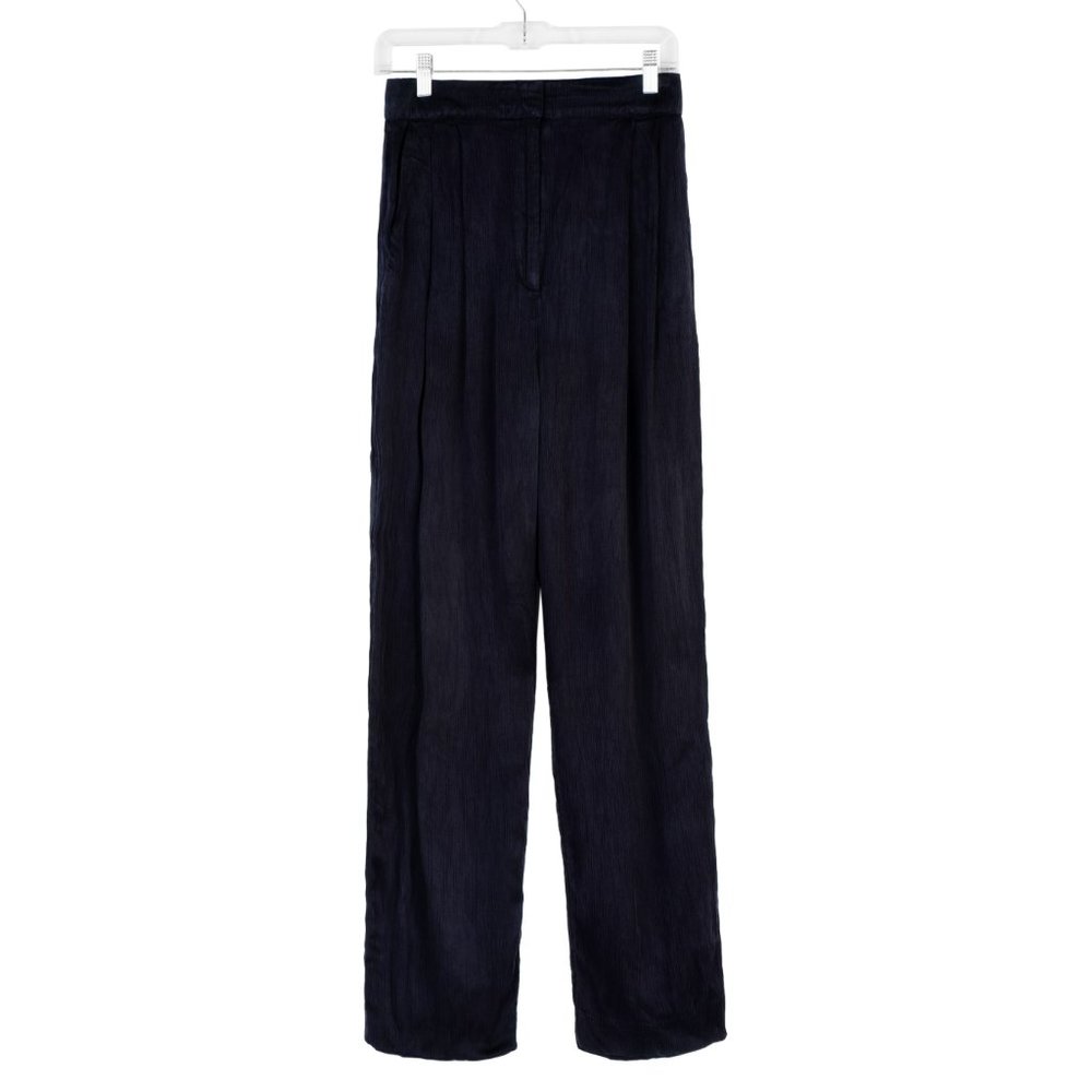 H&M navy silky straight leg casual lightweight trousers Size 4